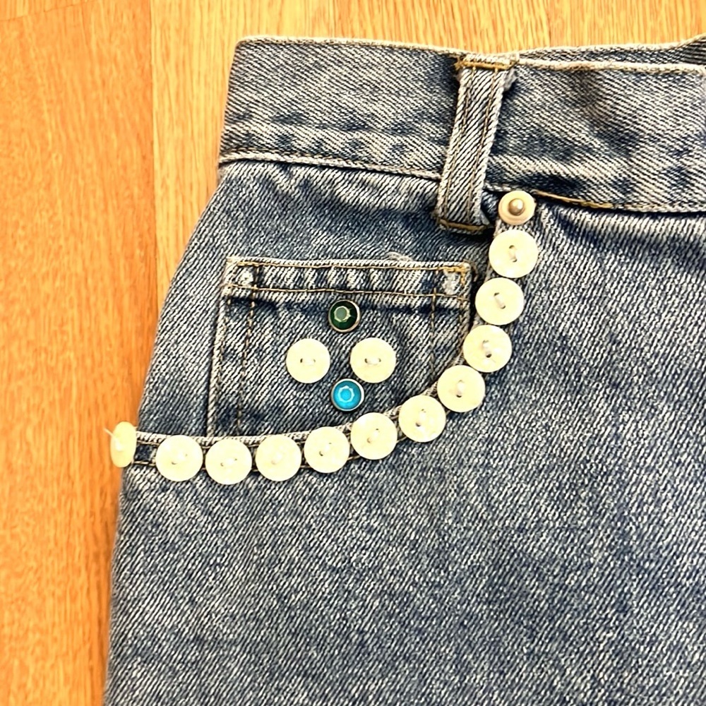 VTG Squeeze, Authentic Squeeze @87 blue Jeans, Mother of Pearl Buttons, Size 5/6 - Picture 8 of 12